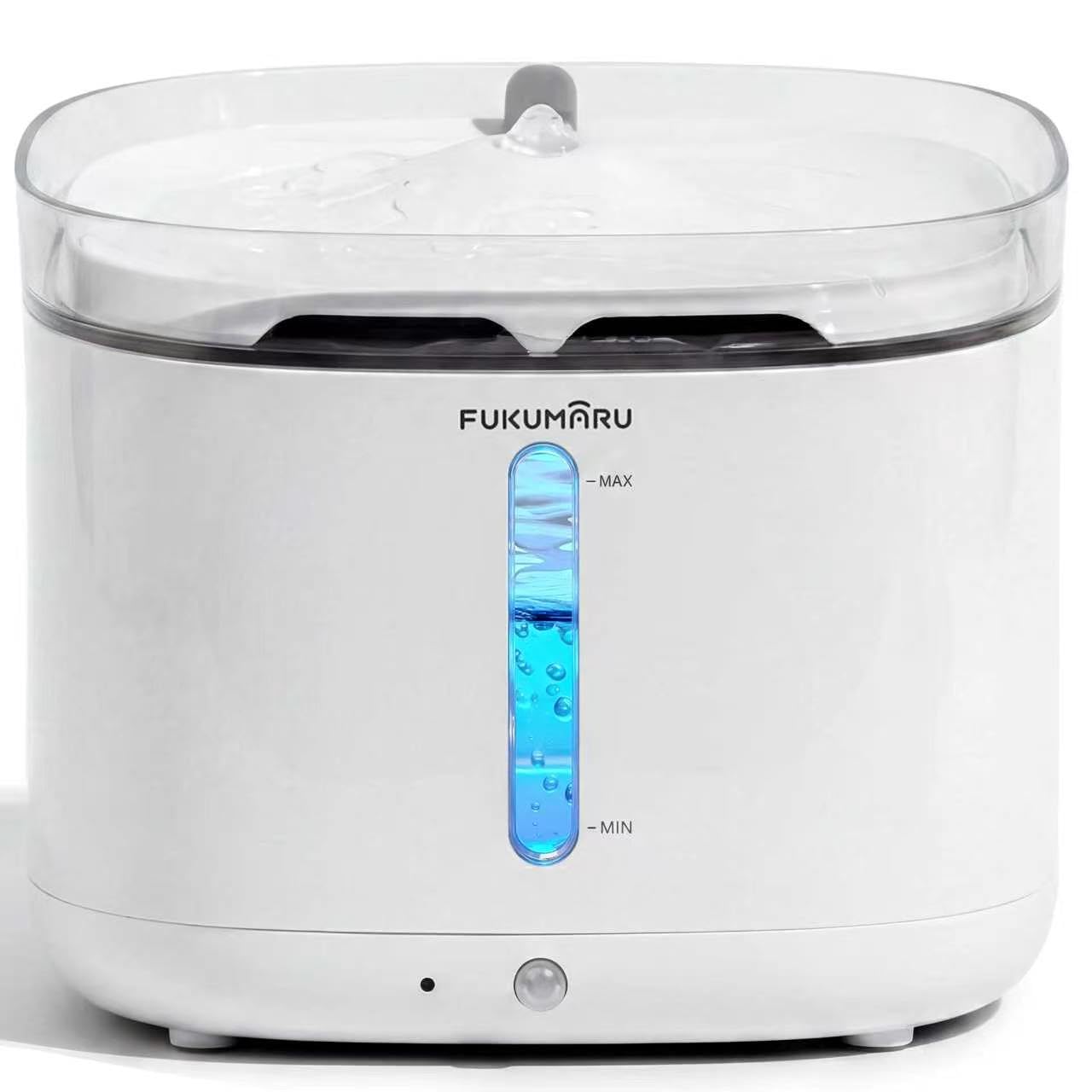 FUKUMARU Fontaine à Eau Chat, 2L Ultra-Silencieuse à Détecteur de Mouvement sur Batterie, Distributeur d'eau Silencieux avec Éclairage LED Intelligent, Abreuvoir Automatique pour Chat