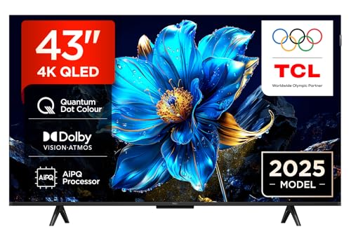 TCL 43P7K 43” QLED 4K HDR TV, Google TV, Smart TV(Dolby Vision & Atmos, Game Master, Motion clarity)