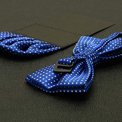 Set clásico de corbata de moño y pañuelo blanco con patrón floral miniatura 4