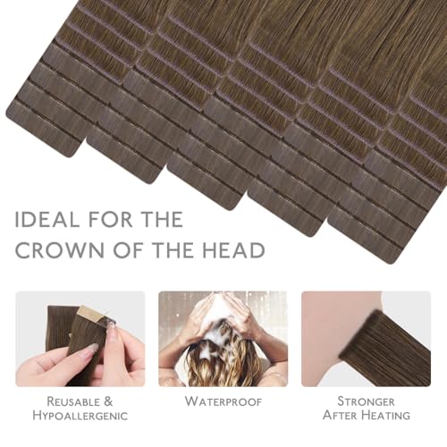 Image of WENNALIFE Invisi Edge Tape in Hair Extensions Human Hair,#5D,16 Inch | 16 Inch 100g 40pcs (Invisi Edge & Classic) Cool Ash Brown Invisi Remy Hair Natural Seamless Injected Tape Ins