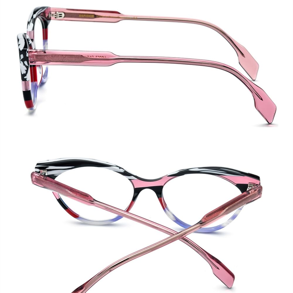MUTYNE Mehrfarbige Acetat-Brillengestelle für Damen, große Übergröße, Cat-Eye-Brillen, Damenbrillen