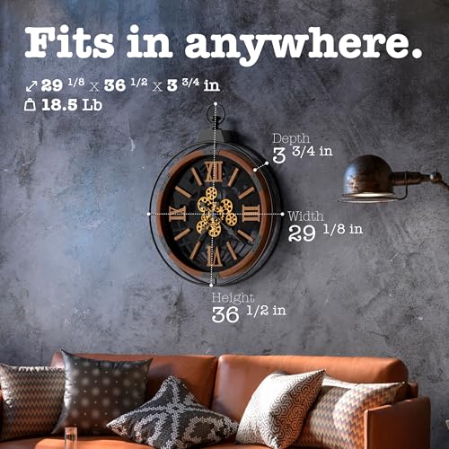 30 inch Moving Gears Rustic Steampunk Clock product photo 30 inch Moving Gears Rustic Steampunk Clock product image