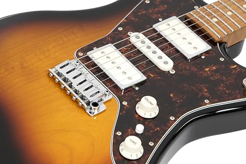Image of Electric Guitar JZ FRO 3 Tone Sunburst Gloss Handmade in Japan MIJ Roasted Flame maple Neck Stainless Steel Frets Gotoh Bridge Gotoh Locking Tuner 6 Strings Modern C Neck For All Levels