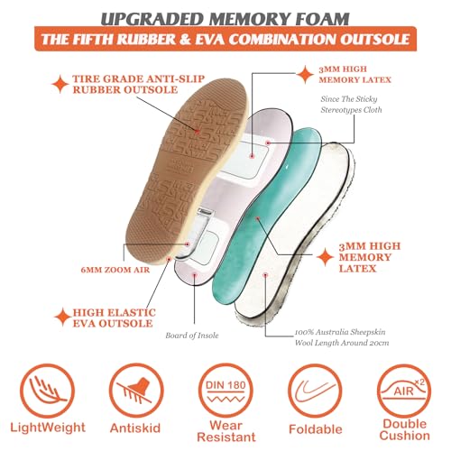 Mel&Syd Sheepskin Boots Snow Warm Long Fox Fur Tassel Winter Boots High Calf Booties for Womens Girls Genuine Fur Round Toe Shearling Casual Versatile Knee High Flat Outdoor Shoes4