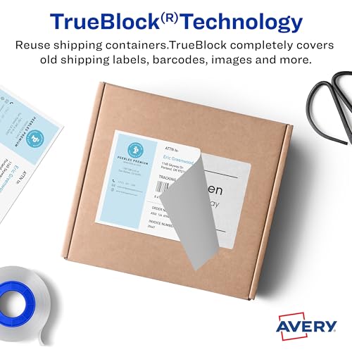 Image of Avery Printable Shipping Labels, 5.5 inch x 8.5 inch Customizable Stickers, White, 200 Blank Mailing Labels, Great for Mailing, Shipping, Organizing, and More (8426) One Size (Pack of 5)