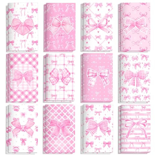 Lot de 24 mini carnets de notes OXYLIPO lignés 8,9x12 cm à motifs rose cerise