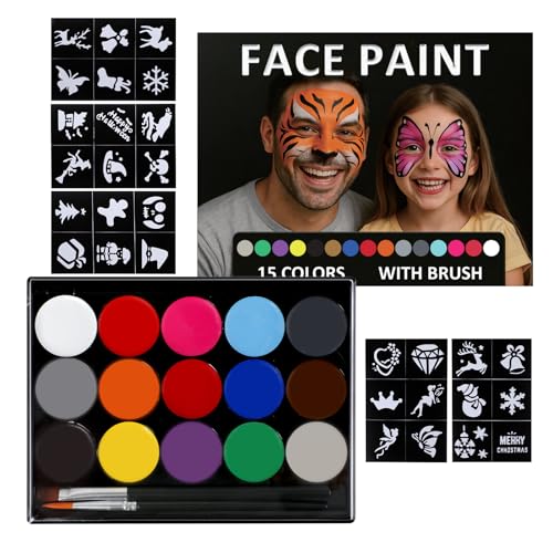 Face Painting jogo de maquilhagem infantil para Halloween, Carnaval, crianças, conjunto de maquilhagem facial e bodypainting para crianças e adultos para Halloween, carnaval, festas e espetáculos
