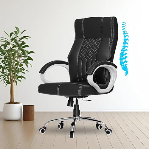 Image of FUGO FG21 Orthopedic Boss Chair with 3-Years Warranty, Executive Office Chair Ergonomic High-Back Chair-Cushioned Seat & Armrests, Metal Base, Rocking Movement (Black)