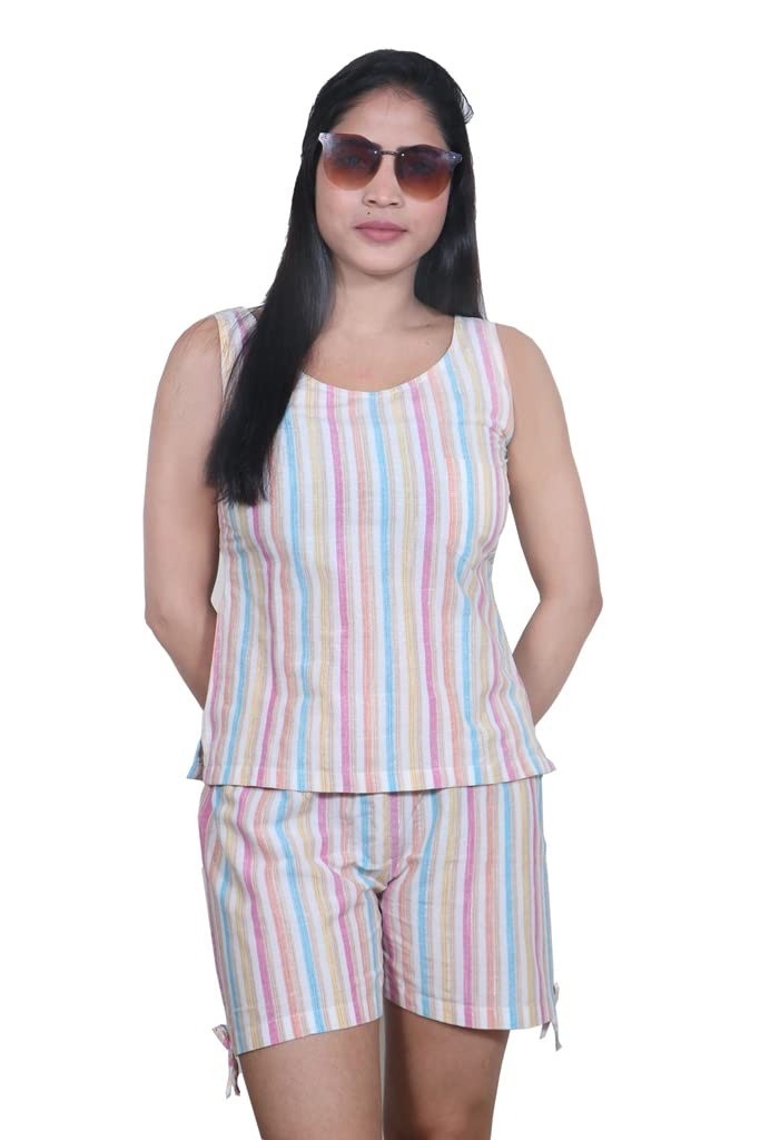 tripursundari fashion Multi Striped Top & Short Set Night Suit-picture-45