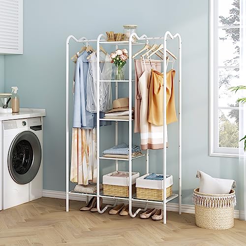 Gewudraw Portable Closet Wardrobe, Free Standing Shelves