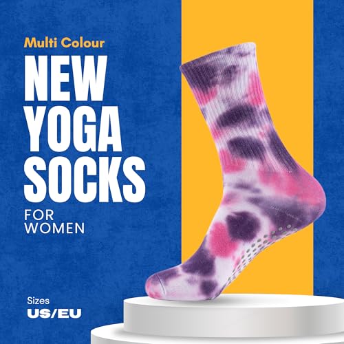 Image of Women Yoga Socks 5 Pairs Pilates Non Slip Socks for Yoga, Gym, Athletic Grippy Camouflage Size US 5-9.5