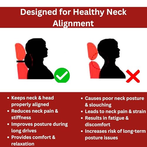 Image of Adroitz Car Neck Rest Pillow Set of 2 - Ergonomic Breathable Seat Headrest Cushion for Driving - Universal Fit Interior Accessory for Neck Support & Head Rest - Premium Car Pillow for Seat Comfort