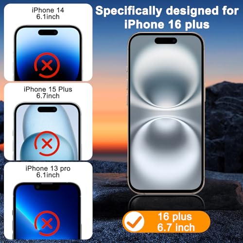 SIBEITU 3 Pack Screen Protector for iPhone 16 Plus with 3 Pack Camera Lens Tempered Glass Protector, 6.7 Inch HD Clear 9H Hardness Full Coverage, Scratch Resistent, Easy Installation, Bubbles Free