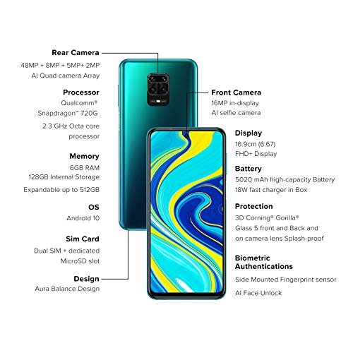 Image of Redmi Note 9 Pro (Aurora Blue, 6GB RAM, 128GB Storage) - 8nm Snapdragon 720G & Alexa Hands-Free Capable