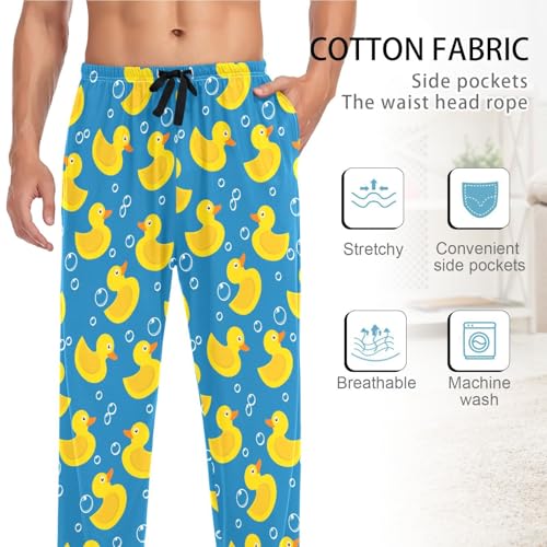 Men's Cotton Pajama Pants Soft Comfy Sleep & Lounge Pants Yellow Rubber Duck Pjs Bottoms with Pockets4
