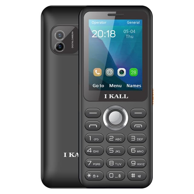 IKALL I6 Feature Keypad Mobile Phone – 2.4″ Screen, 2500mAh Battery, FM Radio, Music & Video Player, Type-C Charging, Triple-Sim (Raven Black)