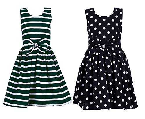 Image of Casual Frock for Baby Girls,Blue Printed and Olive Printed,Pack of 2