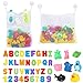 BBLIKE 2 Pcs Mesh Jouets De Rangement De Bain 36 Pcs Lettres Et Chiffres De Bain 6 Pcs Crochets D'aspiration Ultra Forts, Jouets De Bain pour Bébé Ensemble pour Bébés pour Jeu De Baignoire