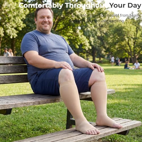 Image of MGANG Knee High Compression Socks 20-30mmHg, Varicose Veins, Short Length
