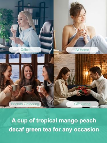 Image of TeeLux Decaf Mango Peach Green Tea, Flavored Decaffeinated Green Tea, 100ct