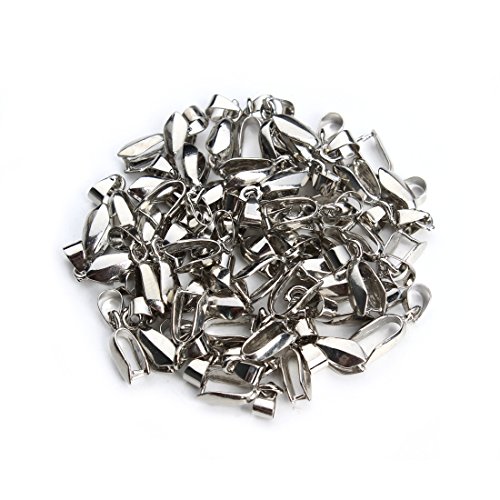 Linsoir Beads Metal Pinch Clip Bail Bead Pendant Connector Jewelry Findings Rhodium Plated 7X20mm Pack of 50 - Thumbnail 7