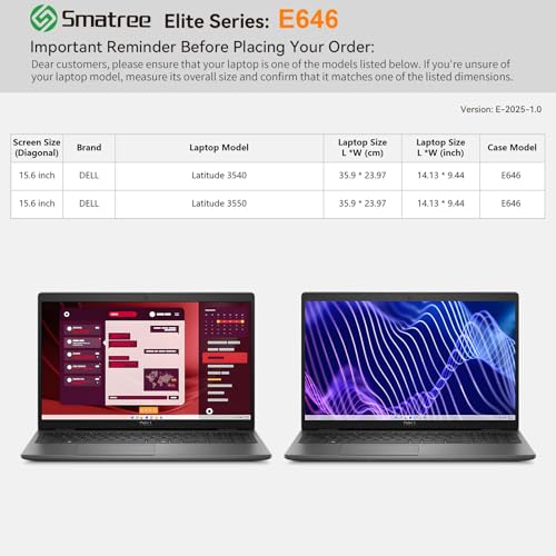 Image of Smatree Laptop Sleeve for 15.6 inch DELL Latitude 3550 /3540 Laptop | Computer Case with Accessory Pocket,Patented Super-Corner Design(E646)