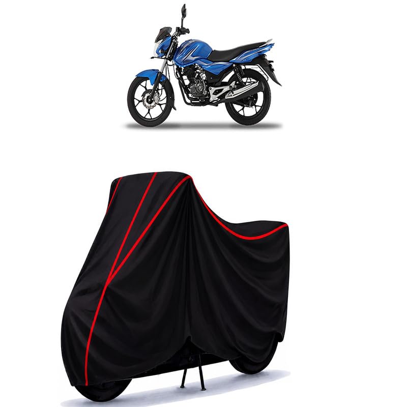 Image of Bajaj Discover 100 M Water Resistant Bike Cover for All Motorcycles & Rain | Heavy Duty Taffeta Fabric | UV Protection, Dustproof, Scratchproof | All Weather Two Wheeler Body Cover with Elastic Bottom