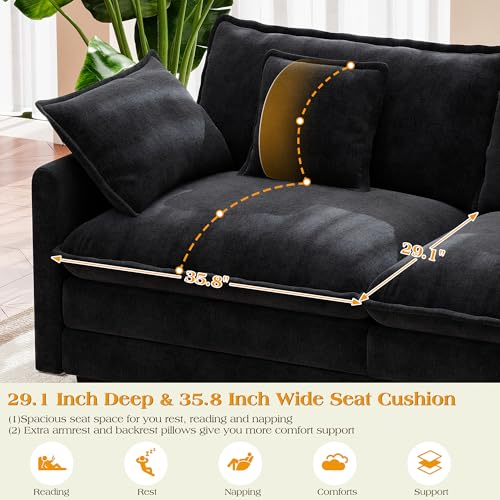 Image of 113.8 inch Modular Sectional Sofa,Cloud Couch for Living Room,Modern Deep Seat Sofa 5 Seater Chenille Fabric Comfy L Shaped Couches with Throw Pillows for Apartment