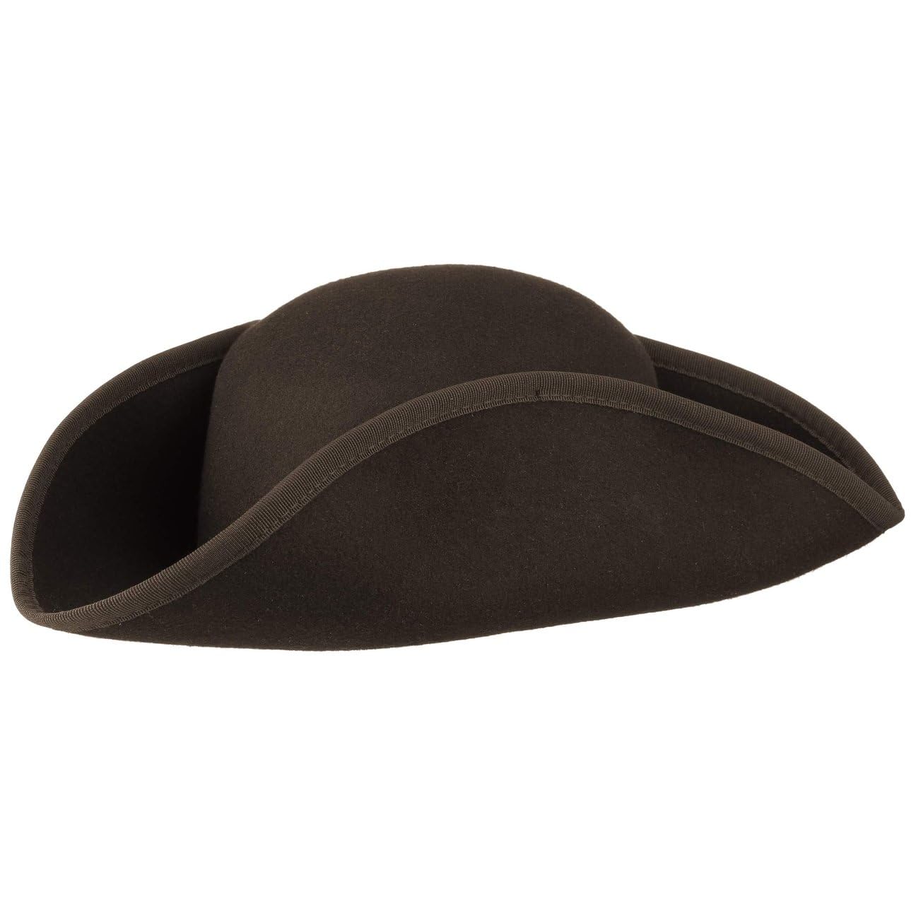 Lipodo Dreispitz Wollfilzhut Piratenhut Damen/Herren Made in Italy Hut Sommer Winter braun L (59-60 cm)