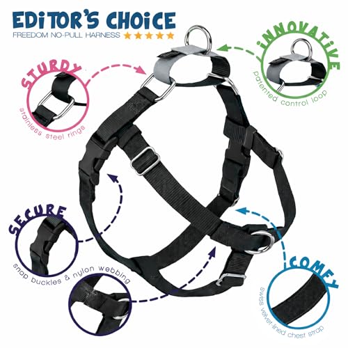 2 Hounds Design 859131002199 No-Pull Dog Harness with LeashLarge (1zoll Wide) LBlack