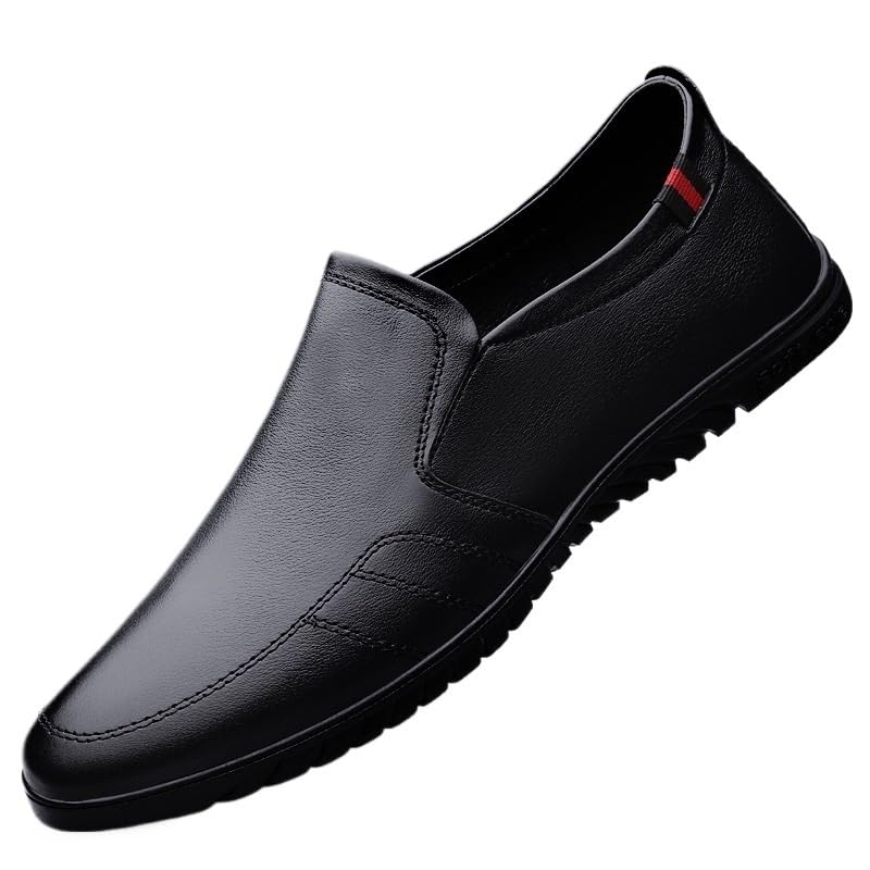 Dress Oxford Shoes for Mens Non Slip Block Heel Anti-Slip Shoe for Casual Wedding Party Prom Plain Toe Classic Slip-on Synthetic Pu Leather