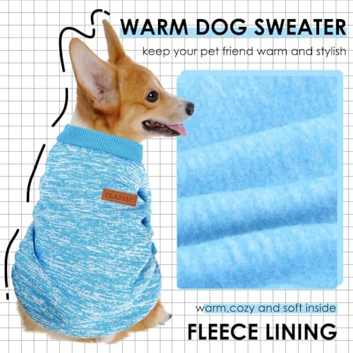 Image of 1 Pack Dog Sweaters for Small Dogs Girl Boy Winter Fleece Clothes Warm Soft Dog Sweatshirt Outfit for Dogs Cats Pet Apparel (Light Blue, X-Small)