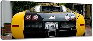 Orologio da parete su tela Wall Art Decor 100x40cm Giallo Bugatti No. H808M_ZC1I