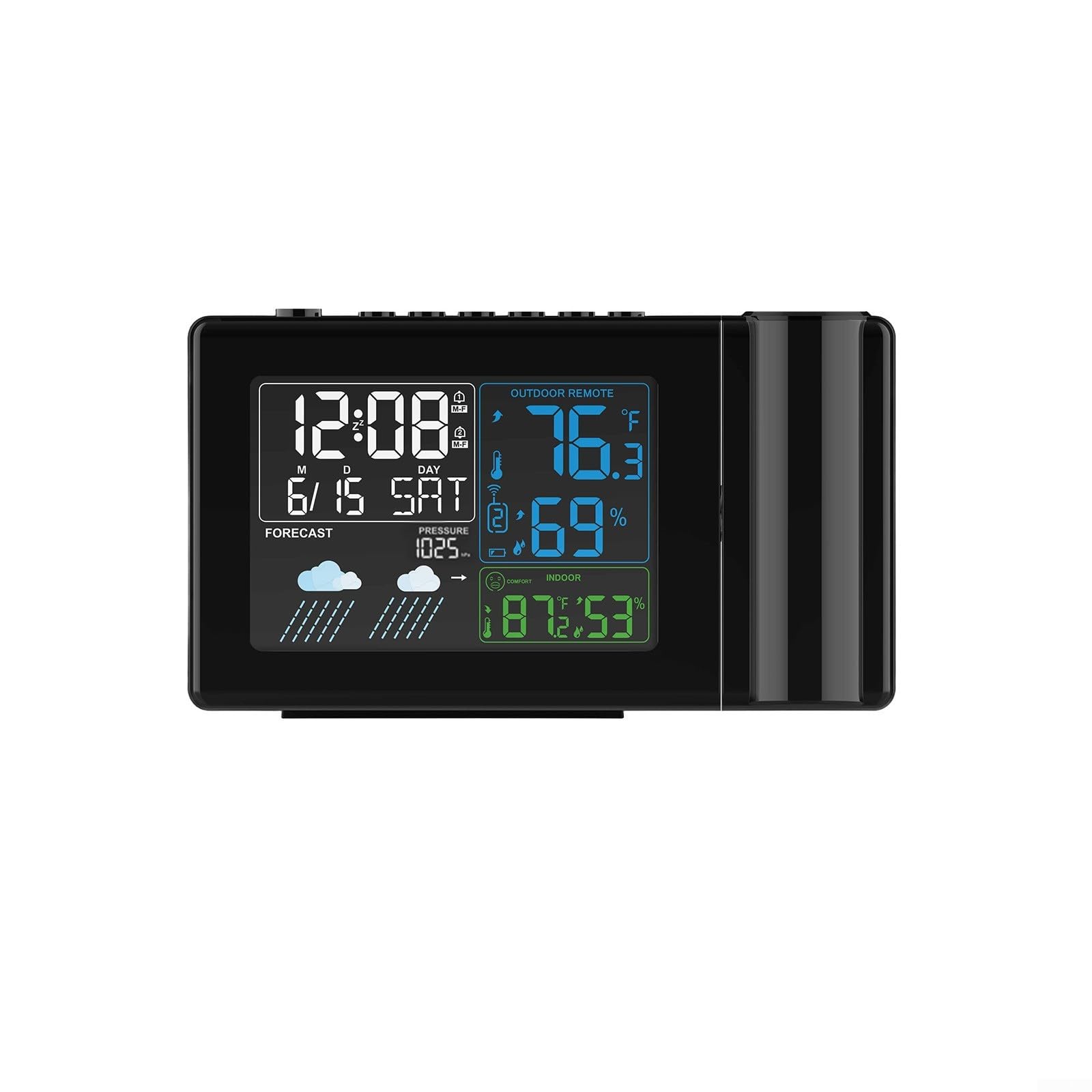 Wetterstation Funk Outdoor Digital Projektion Wecker Thermometer Innen Hygrometer Temperaturvorhersage