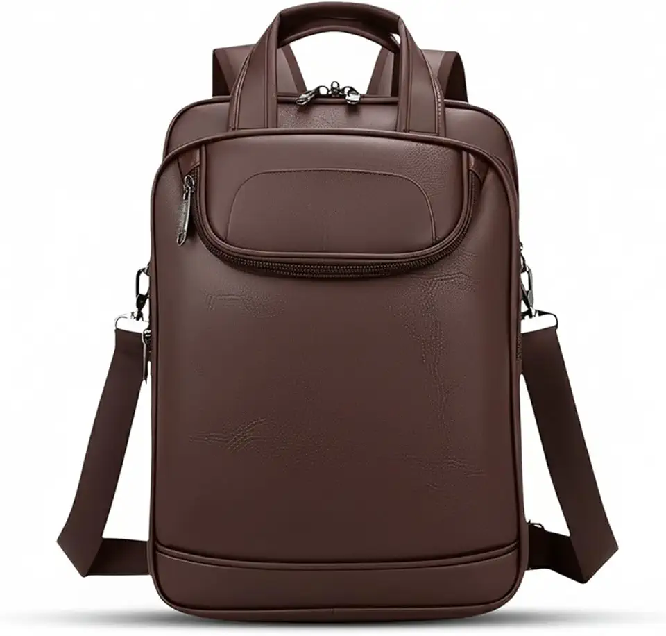 Mochila Couro Reforçada Executiva Grande Mochila para Notebook Trabalho Viagem Escola com Cabo de Aço Impermeável