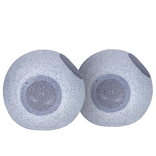 Ion Geode Rock Speakers (Pair) Solar Rechargeable Rock Speakers with Wireless Stereo-Link (Renewed)