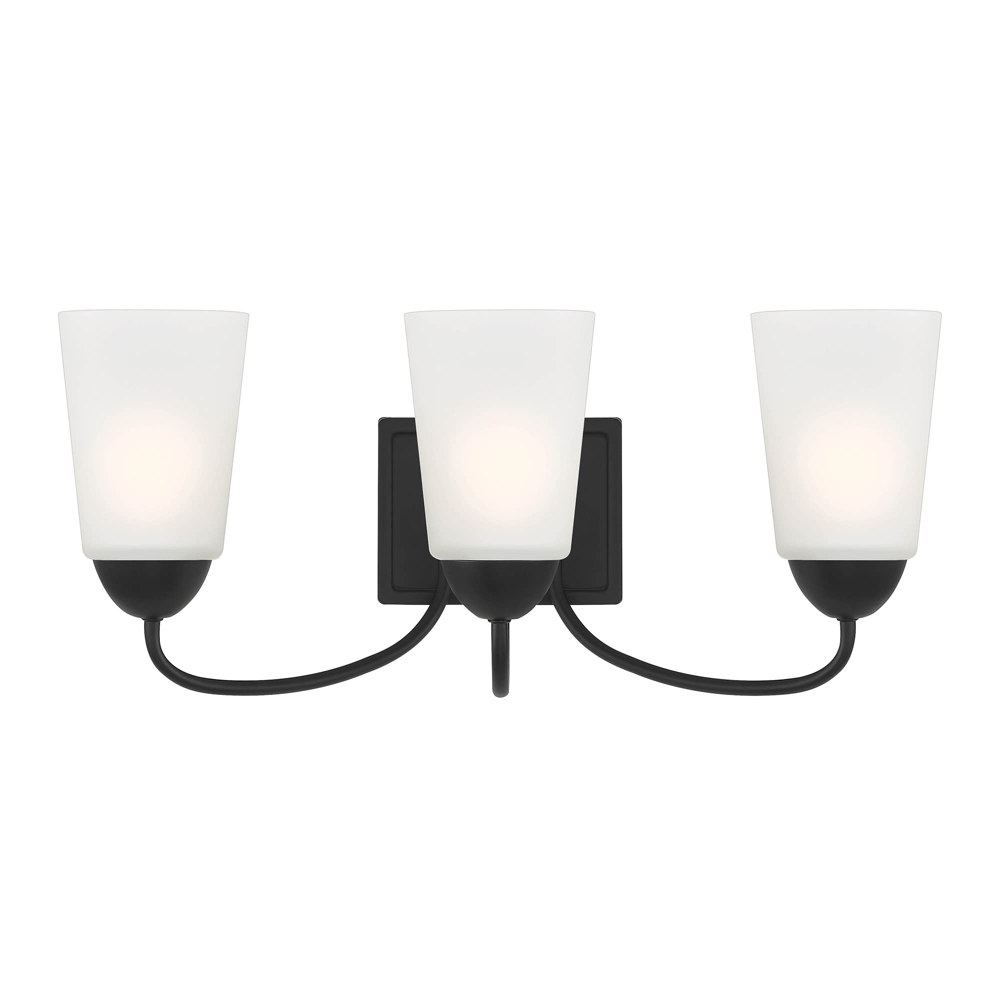 DESIGNERS FOUNTAIN Malone 3 Light Bathroom Vanity Light Fixture, Matte Black, D267M-3B-MB