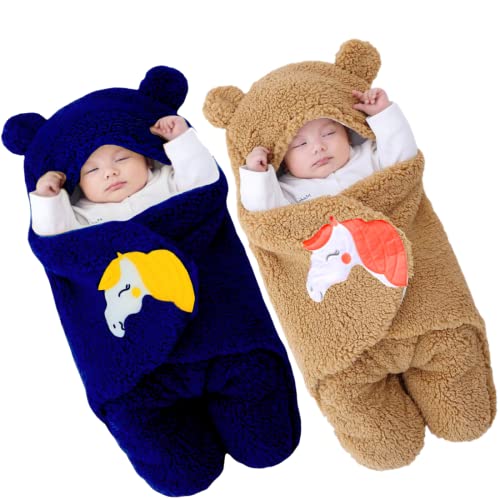 Image of BRANDONN Baby Blanket Newborn Gift Pack of Swaddle Wrapper, 0-9 Months, Length 68 cm x Width 68 cm