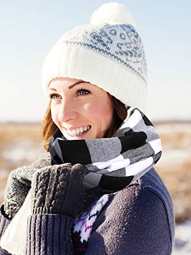 SATINIOR 2 Pieces Women Buffalo Plaid Scarf Winter Buffalo Check Scarves Warm Blanket Scarf Plaid Wrap Shawl2