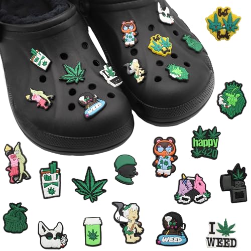Pines Charms Para Crocs, Crocs Pin, Crocs Charms, Shoe Charms, Adornos De Zapatos, Decoración De Zapatos Para Regalos, Colgante De Zapato, Diseño De Marihuana , Pack 16 Unidades