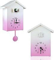 Vista 8 de KEYPOWER - Reloj de pared de cuco, sonidos naturales de pájaros o llamada de cuco, péndulo de reloj con diseño, casa de pájaros, arte de pared