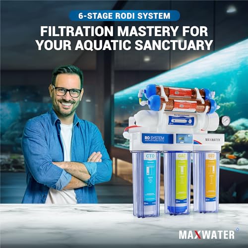Image of Max Water 6 Stage Aquarium System /RO Water Filtration System with Deionization Filter RO Water Purifier 100 GPD Hydroponics RODI System (Clear Housing System with TDS Meter)