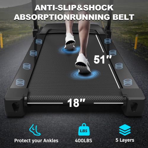 Image of Treadmill Walking Pad Electric Foldable | 3.5HP Automatic Incline Bluetooth Speaker | 330LBS Capacity Shock Absorption | FitShow App Home Running Jogging