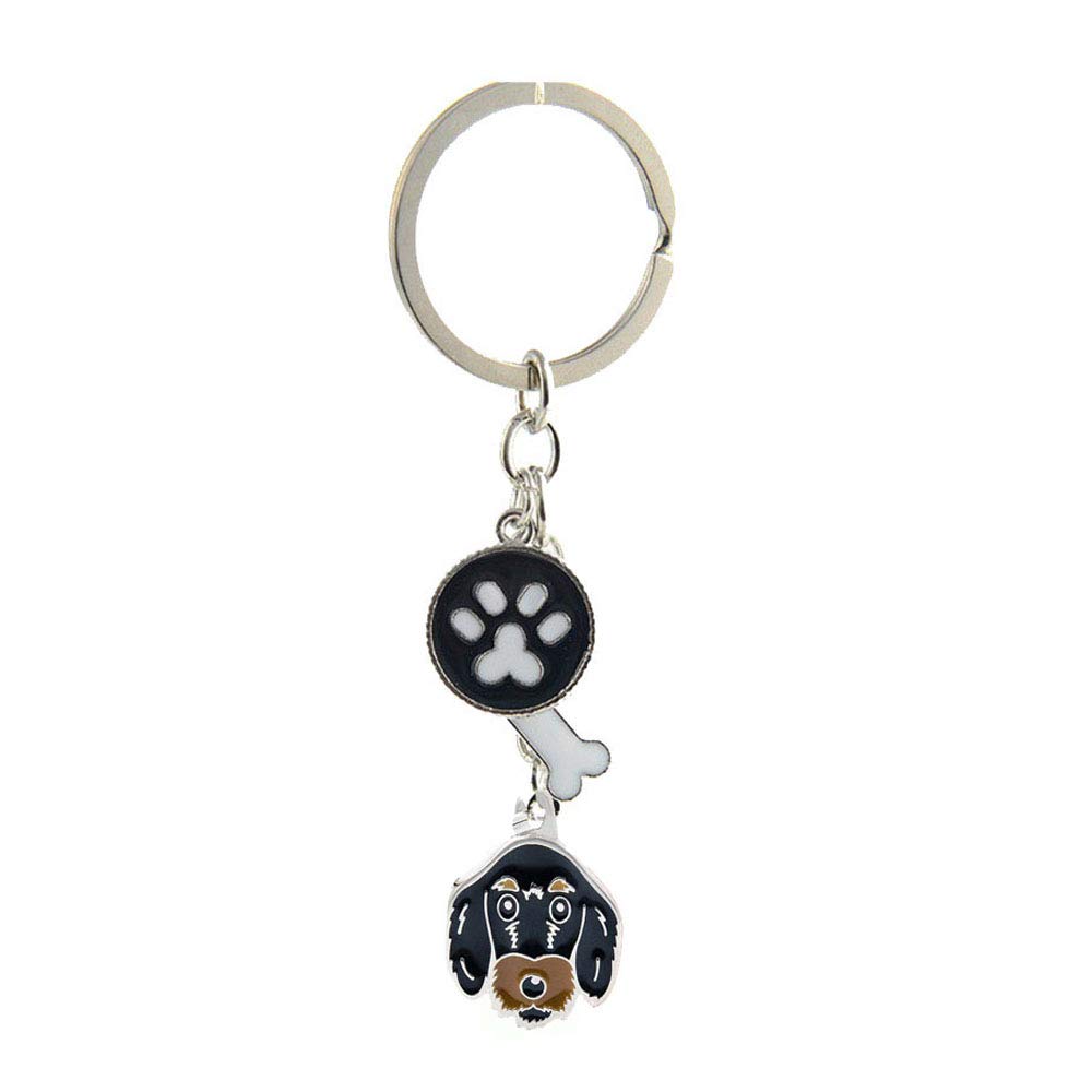 Dog ID Tags Keychain, Pet ID Tags Lovely Metal Dogs Keyring Puppy Paw Bone Small Dogs Pendant (Dachshund)