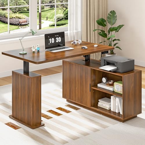 Image of L Shaped Electric Standing Desk, Corner Sit Stand Up Desk, Executive Desk