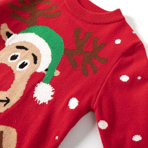 Image of Girl Ugly Christmas Sweater - Boy Double Layer Knitted Reindeer Holiday Xmas Pullover Sweater Kids 2-9 Years Old