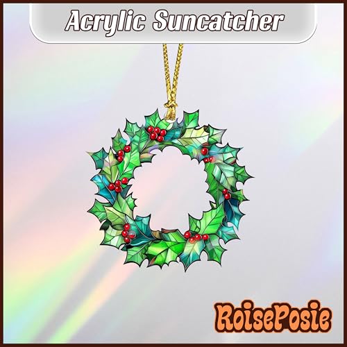Couronne de houx holographique d'exception suspension Noël