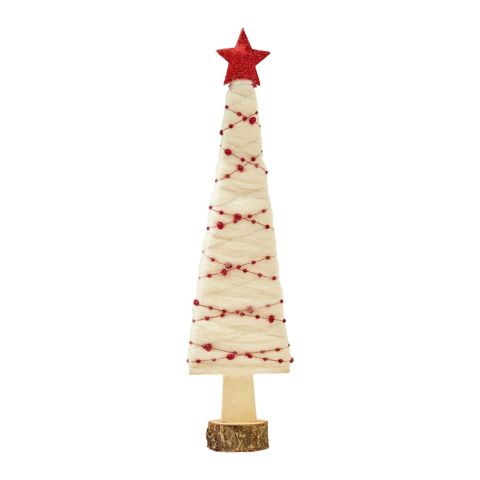 Tsophreniq Felt Reindeer Santa Figure Ornament with Wood Base for Home Mantels Christmas Decoration