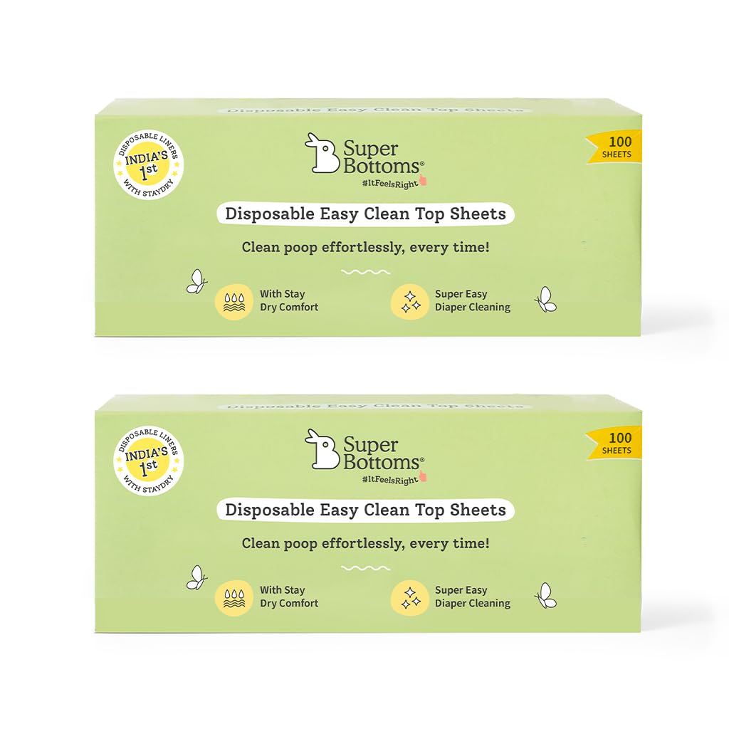 SuperBottoms Disposable Easy Clean Top Sheets l Diaper Liners l Easy To Dispose l Compatible with Cloth Diaper, Langot & Padded Underwear l Hypoallergenic, Skin-Friendly | (100 Per Pack) Pack of 2-image-6