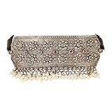 Jwellmart Oxidised Metal Pearl Afghani Tribal Vintage Retro Gypsy Choker Ghungroo Necklace Indian Tr